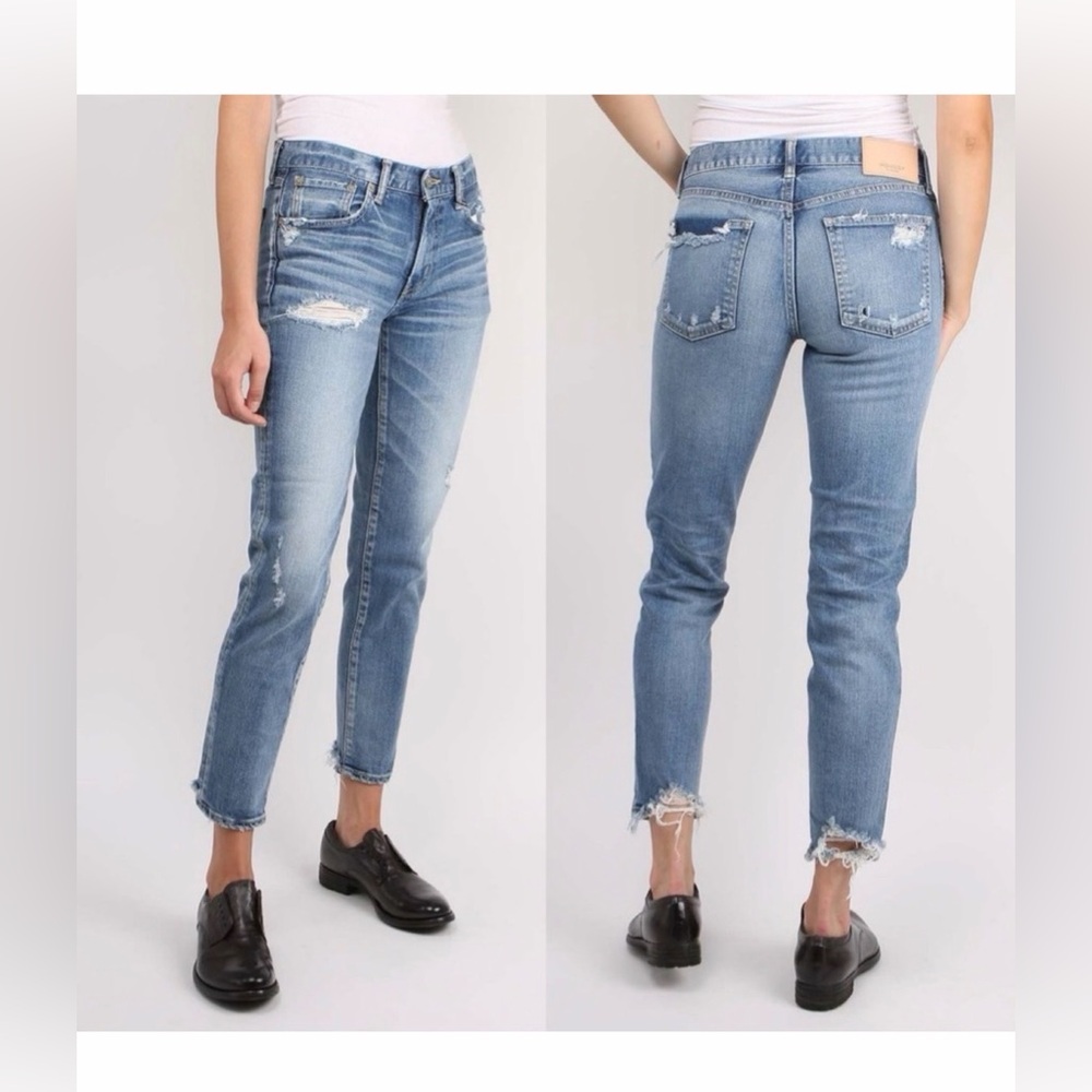 Moussy Distressed Light Blue Ankle Jeans